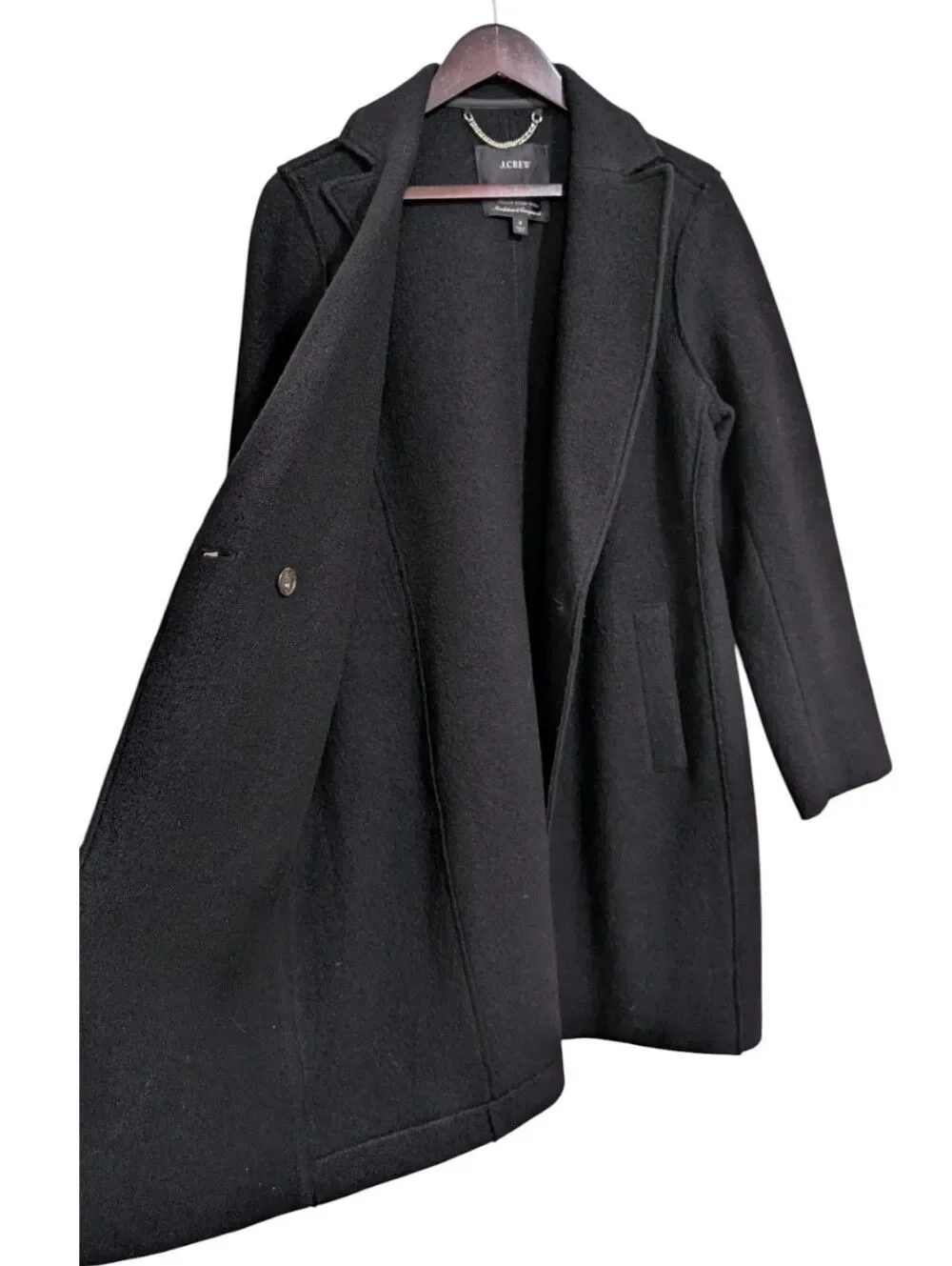 J. Crew Daphne Topcoat in Italian Boiled Wool - Black Size 8 J4864